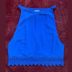 Blue Sleeveless Crop Top